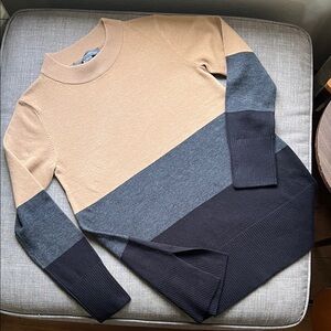 French Connection Neutral Long Color Block Knit Sweater XS